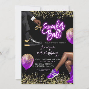 Invitation Gold Purple Basket Disco Ball Girl 16e anniversair