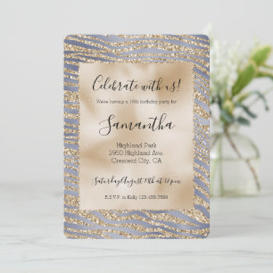 Invitation Gold Purple Luxe Parties scintillant Zebra Print S