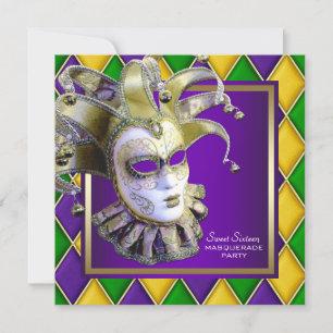 Invitation Gold Purple Sweet sixteen Masquerade