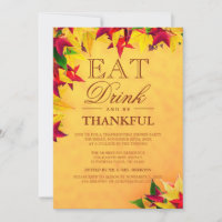 Gold Red Autumn quitte Thanksgiving Dinner Party