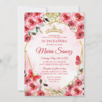 Gold Red Flowers Mexicaine fille Charra Mis Quince