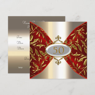 Invitation Gold Red Metal look Anniversaire