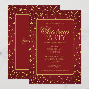 Invitation Gold Red Parties scintillant Dots Noël Fête