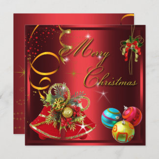 Invitation Gold Red Xmas