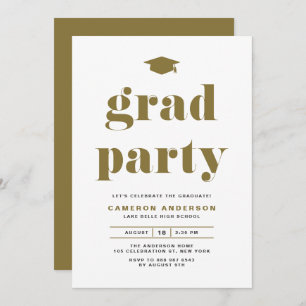 Invitation Gold Retro Bold Typographie Partie de graduation