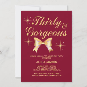 Invitation Gold Ribbon Girl Trente magnifique Bourgogne Anniv