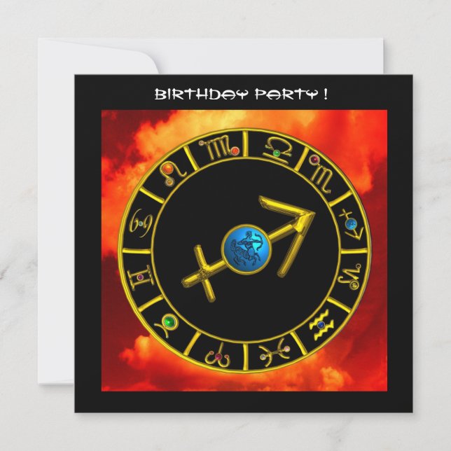 INVITATION GOLD SAGITTARIUS JEWEL ZODIAC SIGNES D'ANNIVERSAIR (Devant)