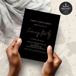 Invitation Gold Script Black Mariage soirée