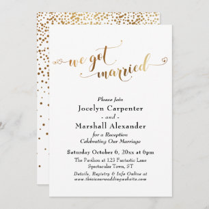 Invitation Gold Script Nous Avons Marié Confetti Retour