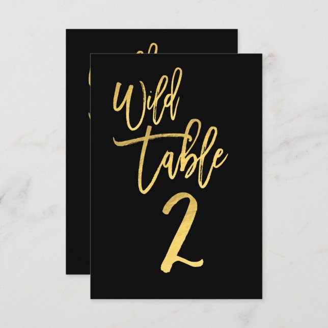 Invitation Gold Script Wild Birthday Party Table Numéro 2 (Devant / Derrière)