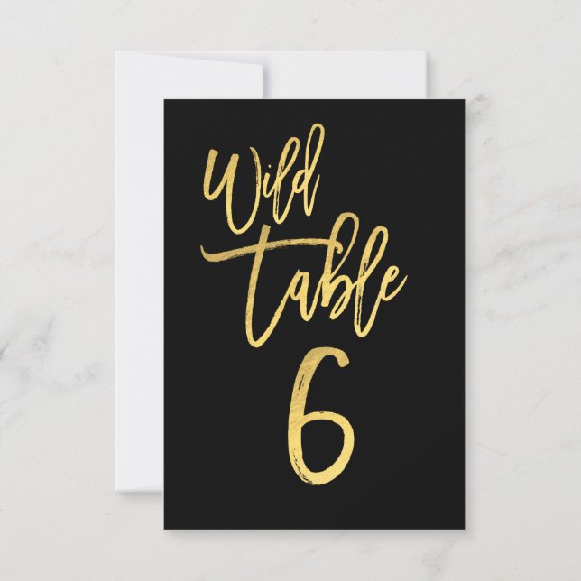 Invitation Gold Script Wild Birthday Party Table Numéro 6 (Dos)