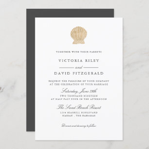 Invitation Gold Seashell Elegant Ocean Beach mariage