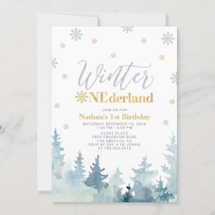 Invitation Gold & Silver Winter onederland 1ère fête d'annive