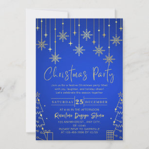 Invitation Gold Snowflake Élégante fête de Noël d'entreprise