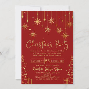 Invitation Gold Snowflake Élégante fête de Noël d'entreprise