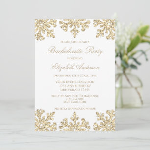 Invitation Gold Snowflake Hiver Bachelortie