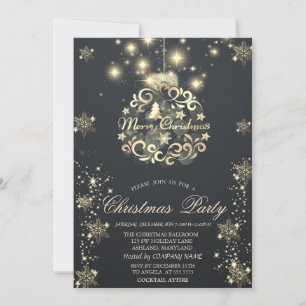 Invitation Gold Snowflakes, Gold Ball Dark Company