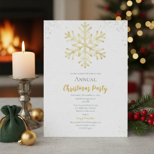 Invitation Gold Snowflon fête Noël