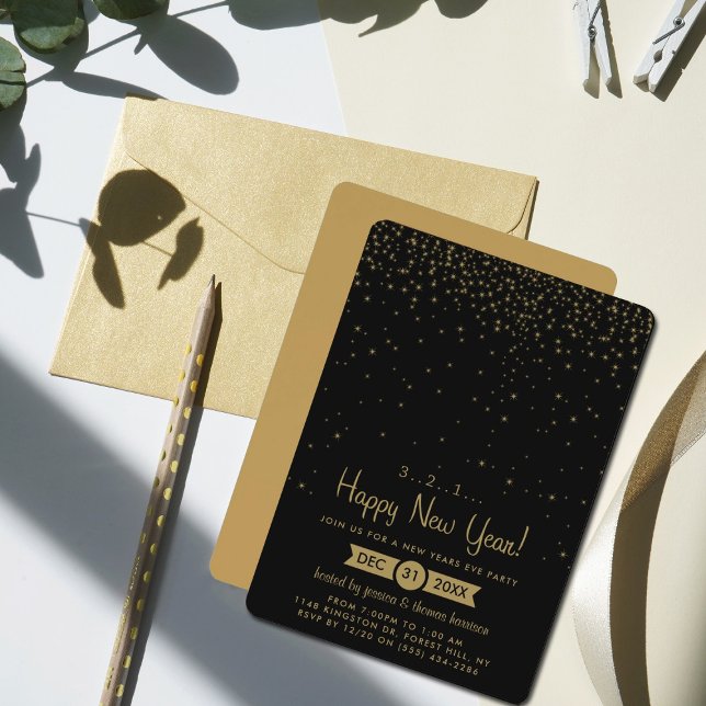 Invitation Gold Sparkings New Years Eve Party (Créateur téléchargé)