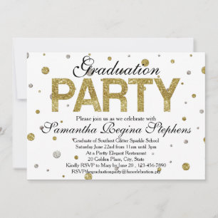 Invitation Gold Sparkle Confetti Graduation Party