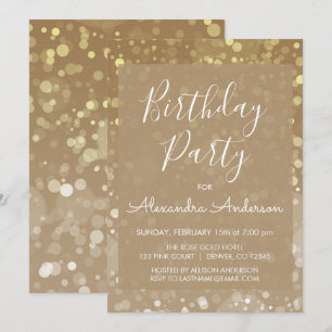 Invitation Gold Sparkle Parties scintillant éclaire n'importe