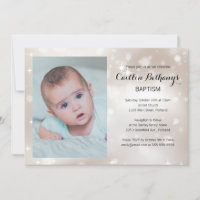 Gold Sparkle Photo Baby Baptism Christening