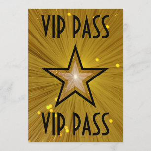 Invitation Gold Star 'VIP PASS' en noir