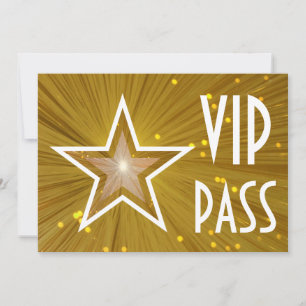 Invitation Gold Star 'VIP PASS' horizontale