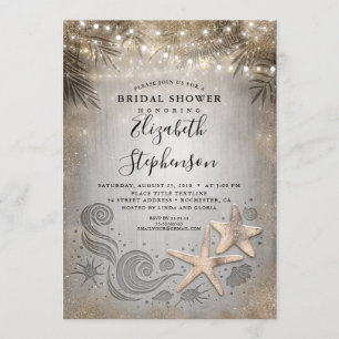 Invitation Gold Starfish Tropical Beach Lights Fête des marié