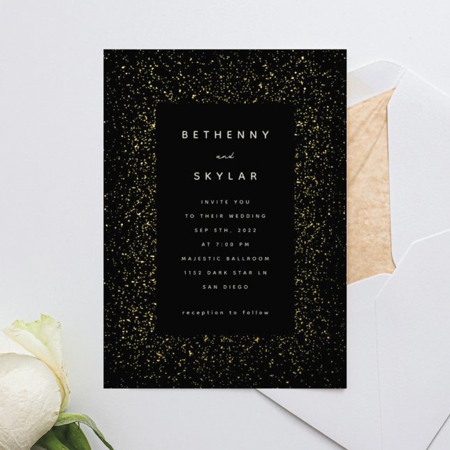 Invitation Gold Starry Night Foil (Créateur téléchargé)