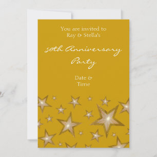Invitation Gold Stars '50th Anniversary' or vertical