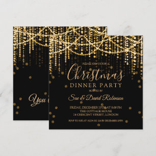 Invitation Gold String Lights Noël Fête de Noël