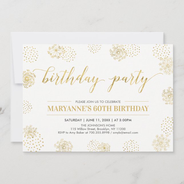 Invitation Gold Stylish Modern 50e, 60e fête d'anniversaire (Devant)