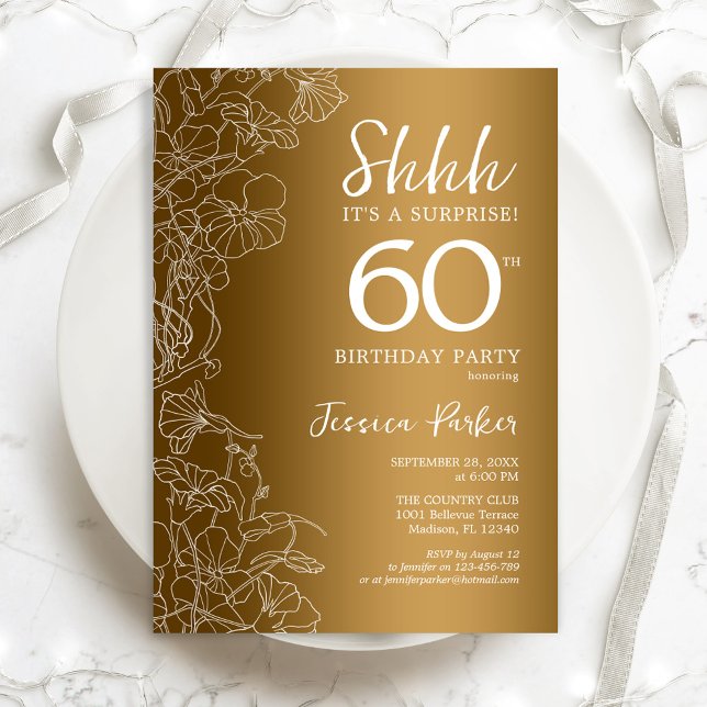 Invitation Gold Surprise 60e anniversaire (Créateur téléchargé)