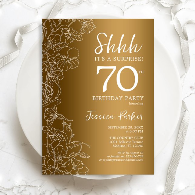 Invitation Gold Surprise 70e anniversaire (Créateur téléchargé)