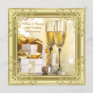 Invitation Gold Swirl 50e Mariage fête d'anniversaire