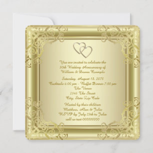Invitation Gold Swirl 50e Mariage fête d'anniversaire