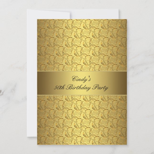 Invitation Gold Swirls Gold 50e anniversaire de fête Invitati (Devant)