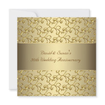 Gold Swirls Gold 50ème Mariage Anniversaire Party