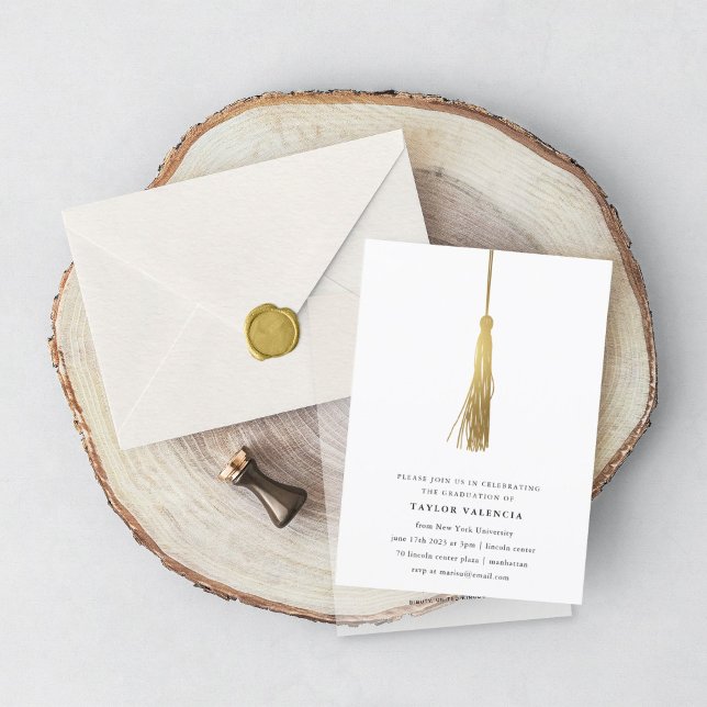 Invitation Gold Tassel Graduation Party Photo personnalisée (Créateur téléchargé)
