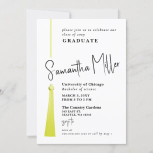 Invitation Gold Tassel Moderne Minimaliste Diplôme Photo