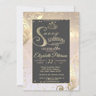 Invitation Gold Tiara Sweet Diamonds Savvy dix-sept