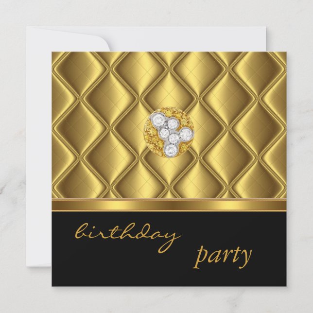 Invitation Gold Tile Trim Elegant On Black Diamond (Front)