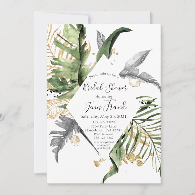 Invitation Gold Tropical Floral (Devant)