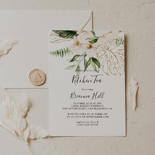 Invitation Gold Tropical Foliing Fête des mariées de thé de c