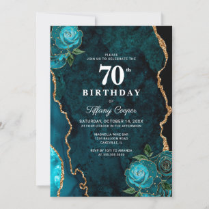 Invitation Gold Turquoise Agate 70e anniversaire