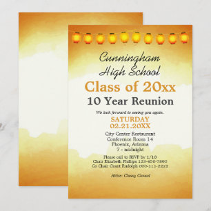 Invitation Gold Watercolor High School Classe Réunion Modèle