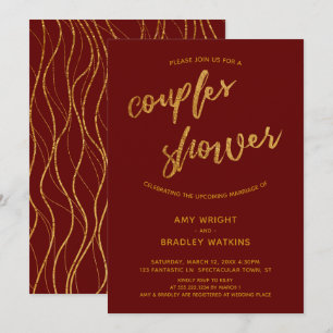 Invitation Gold Waves écriture manuscrite Bourgogne Rouge Cou