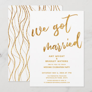 Invitation Gold Waves Nous Nous Sommes Mariés White Mariage R