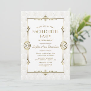 Invitation Gold White Art Déco 1920 Bachelorette Party